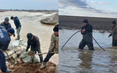 В подтопленных селах Нура и Мамыр круглосуточно дежурят полицейские