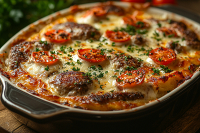 Мясо по-французски &laquo;Офицерское&raquo; с помидорами и сыром &mdash; и главное блюдо, и украшение стола