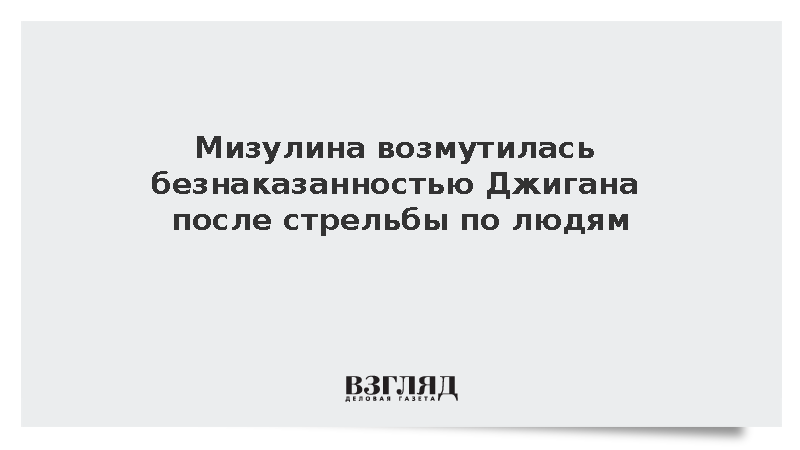 Мизулина возмутилась безнаказанностью Джигана после стрельбы по людям