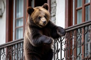Медвежонок-верхолаз: в Китае косолапый забрался в квартиру на третьем этаже