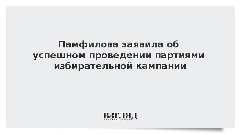 Памфилова заявила об успешном проведении партиями избирательной кампании