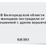 В Белгородской области женщина пострадала от сброшенной с дрона взрывчатки