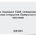 Иран передал США семидневный план открытия Ормузского пролива