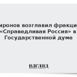 Миронов возглавил фракцию «Справедливая Россия» в Государственной думе