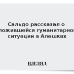 Сальдо рассказал о сложившейся гуманитарной обстановке в Алешках