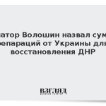 Сенатор Волошин назвал сумму репараций от Украины для восстановления ДНР