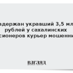 Задержан укравший 3,5 млн рублей у сахалинских пенсионеров курьер мошенников