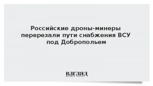 Российские дроны-минеры перерезали пути снабжения ВСУ под Добропольем