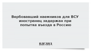 Вербовавший наемников для ВСУ иностранец задержан при попытке въезда в Россию