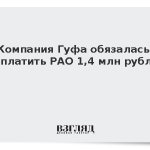 Компания Гуфа обязалась выплатить РАО 1,4 млн рублей