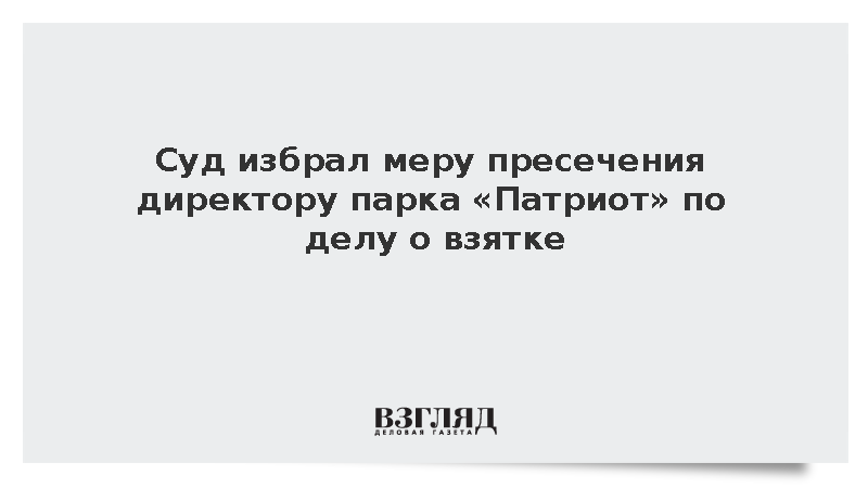 Суд избрал меру пресечения директору парка «Патриот» по делу о взятке