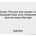Путин: Россия выступает за взаимодействие для сбережения экосистемы Каспия