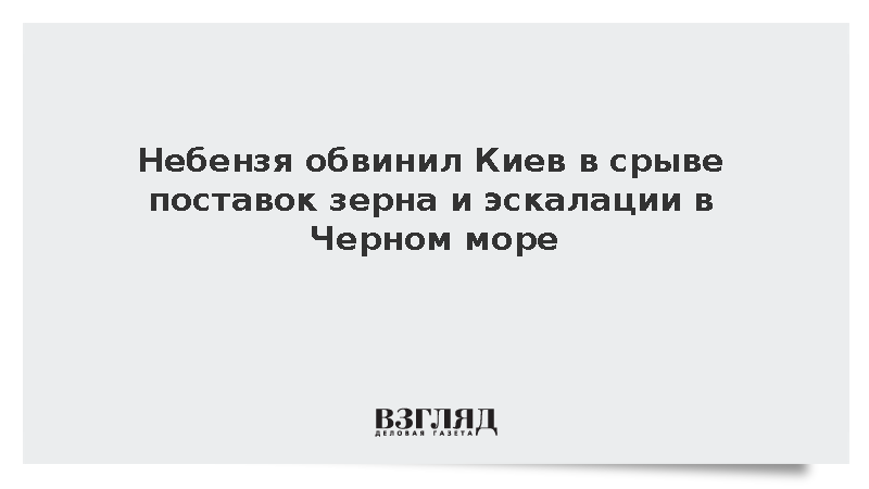 Небензя обвинил Киев в срыве поставок зерна и эскалации в Черном море