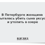 В Петербурге женщина попыталась убить сына уксусом и утопить в озере