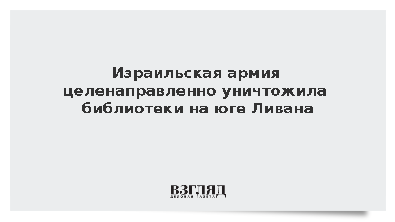 Израильская армия целенаправленно уничтожила библиотеки на юге Ливана